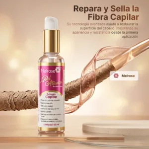 Beneficios del serum capilar Melrose control de frizz y nutricion avanzada.