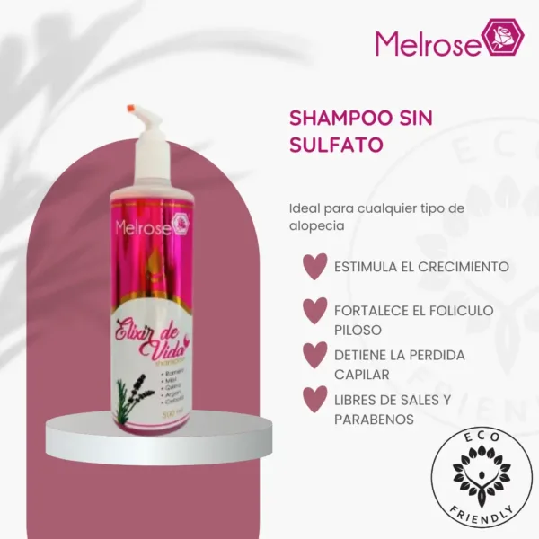 Shampoo sin sulfato para cabello seco | Ideal para cabellos delicados y teñidos | Fórmula suave y natural | melrose