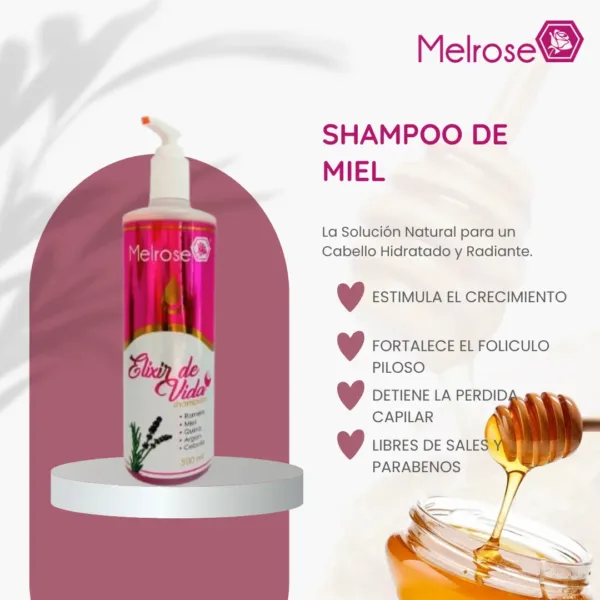 Shampoo de miel orgánico para hidratar y nutrir el cabello