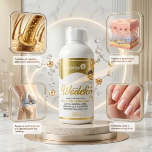 Beneficios del Colágeno Hidrolizado Wodefen de Melrose para fortalecer cabello, uñas, piel y articulaciones